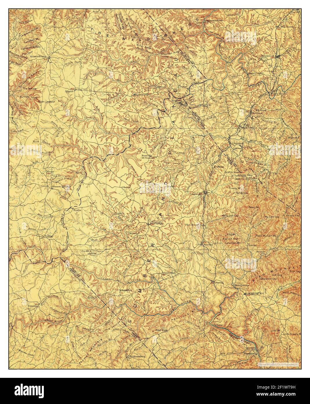 Wartburg, Tennessee, Karte 1896, 1:125000, Vereinigte Staaten von Amerika von Timeless Maps, Daten U.S. Geological Survey Stockfoto