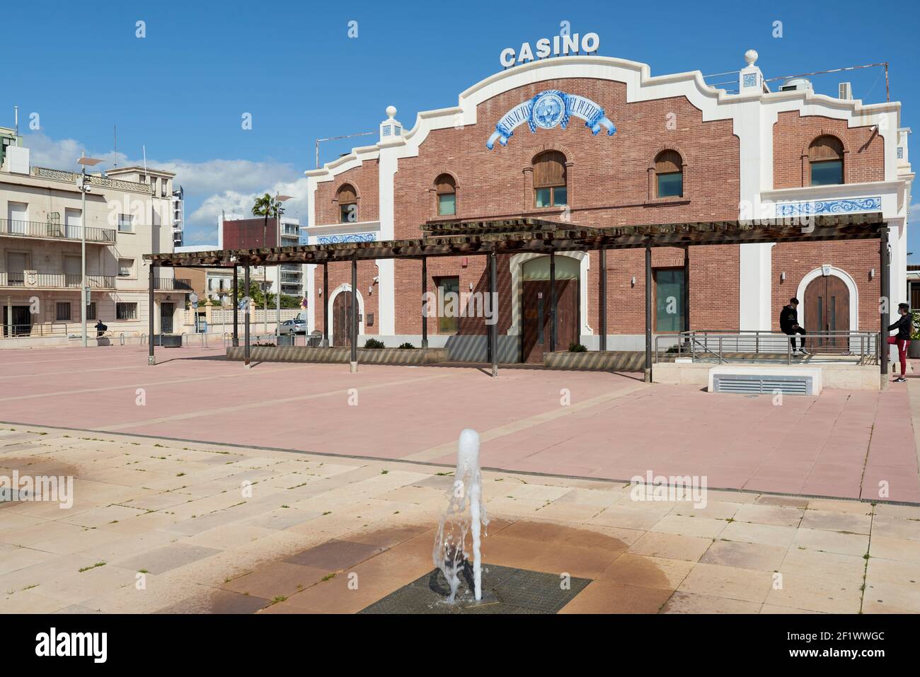 Casino im Hafen von El Grao, Promenade der Stadt Castellon, Valencia, Spanien, Europa Stockfoto