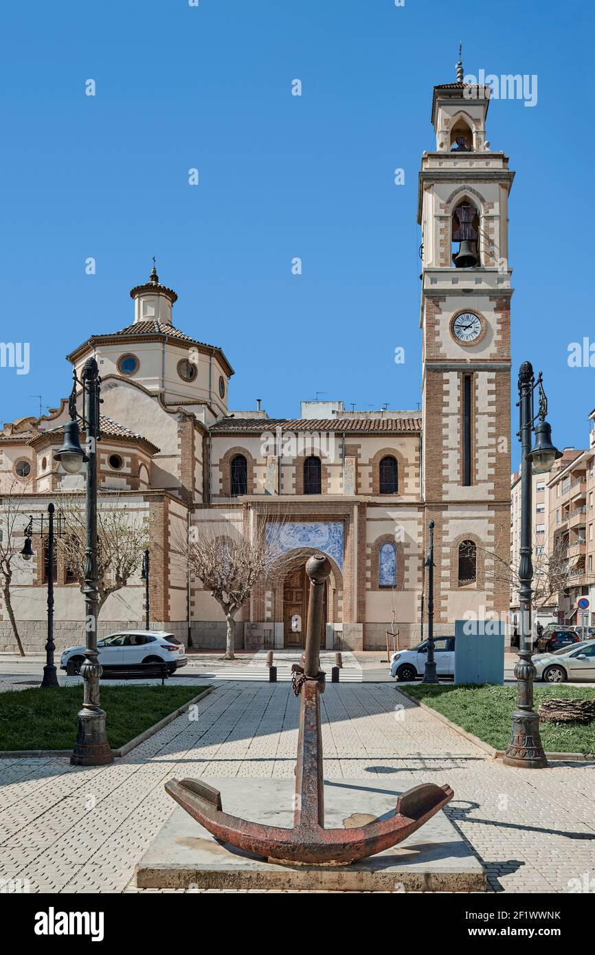 Kirche San Pedro Apostol in El Grao, maritimes Viertel. Castellon Stadt, Valencia, Spanien, Europa Stockfoto