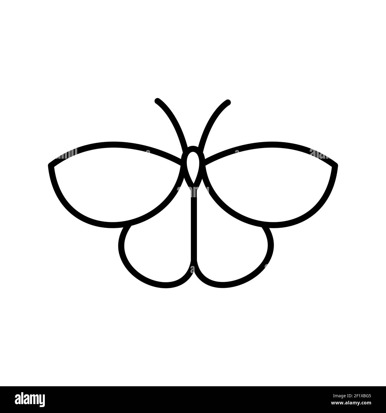 Eine Illustration eines einzigartigen Schmetterlingslinienvektorikons auf Ein weißer Hintergrund Stockfoto