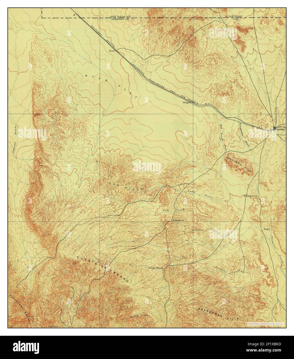 Marfa, Texas, Karte 1895, 1:125000, Vereinigte Staaten von Amerika von Timeless Maps, Daten U.S. Geological Survey Stockfoto