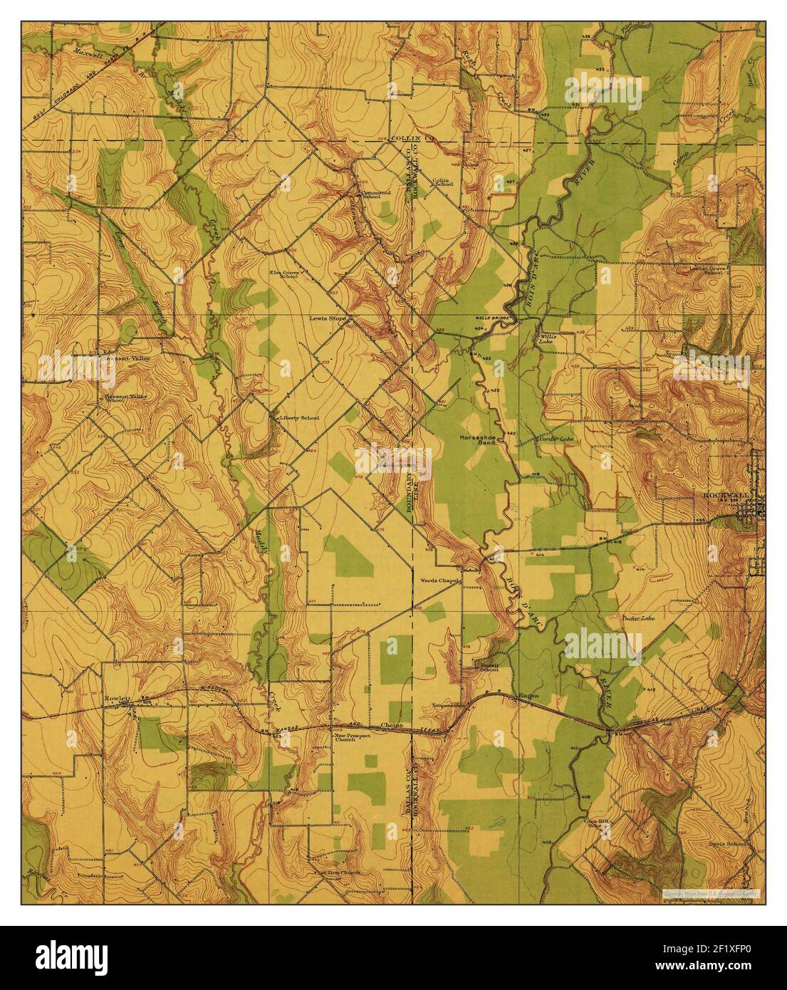 Rockwall, Texas, Karte 1912, 1:31680, Vereinigte Staaten von Amerika von Timeless Maps, Daten U.S. Geological Survey Stockfoto