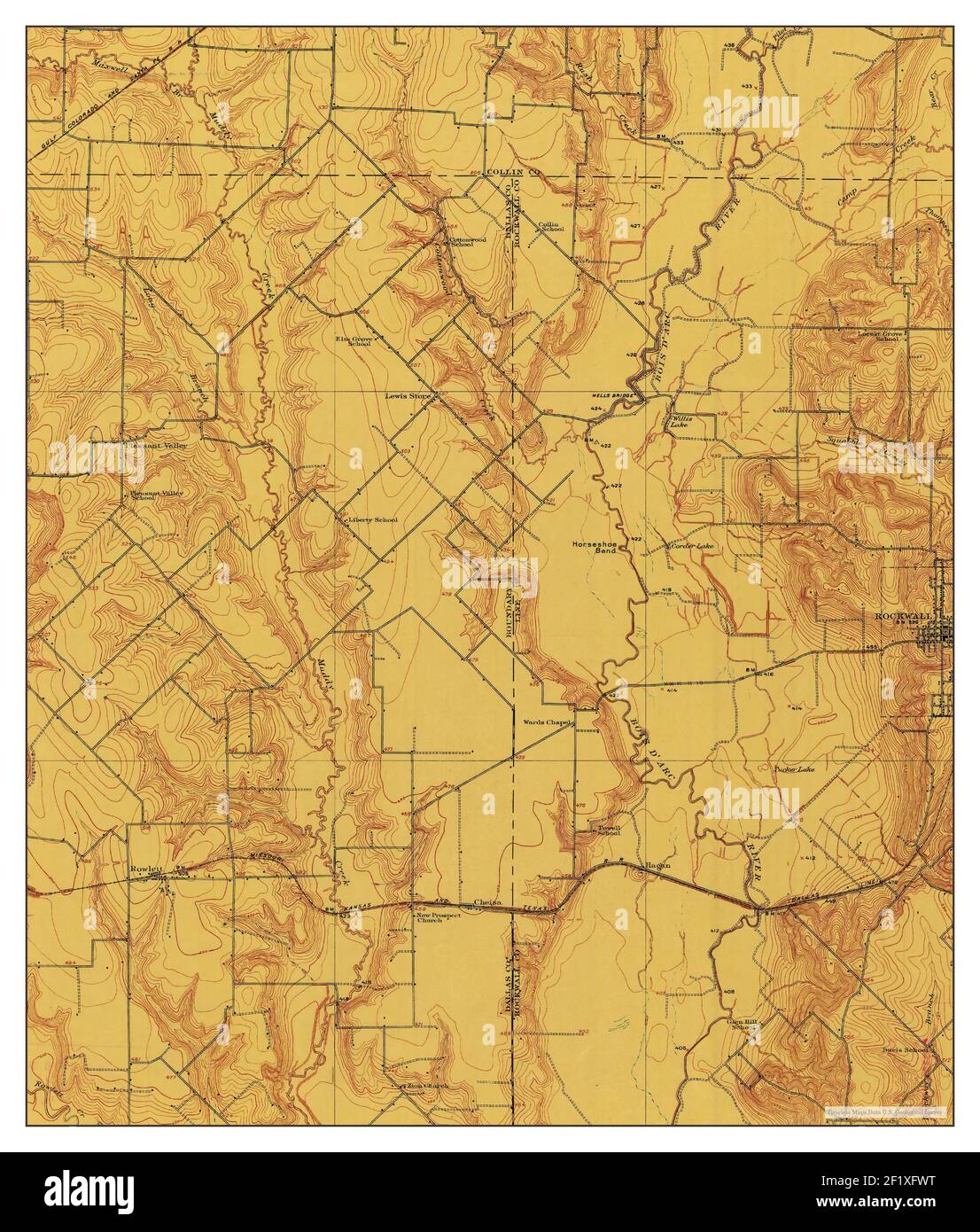 Rockwall, Texas, Karte 1912, 1:31680, Vereinigte Staaten von Amerika von Timeless Maps, Daten U.S. Geological Survey Stockfoto