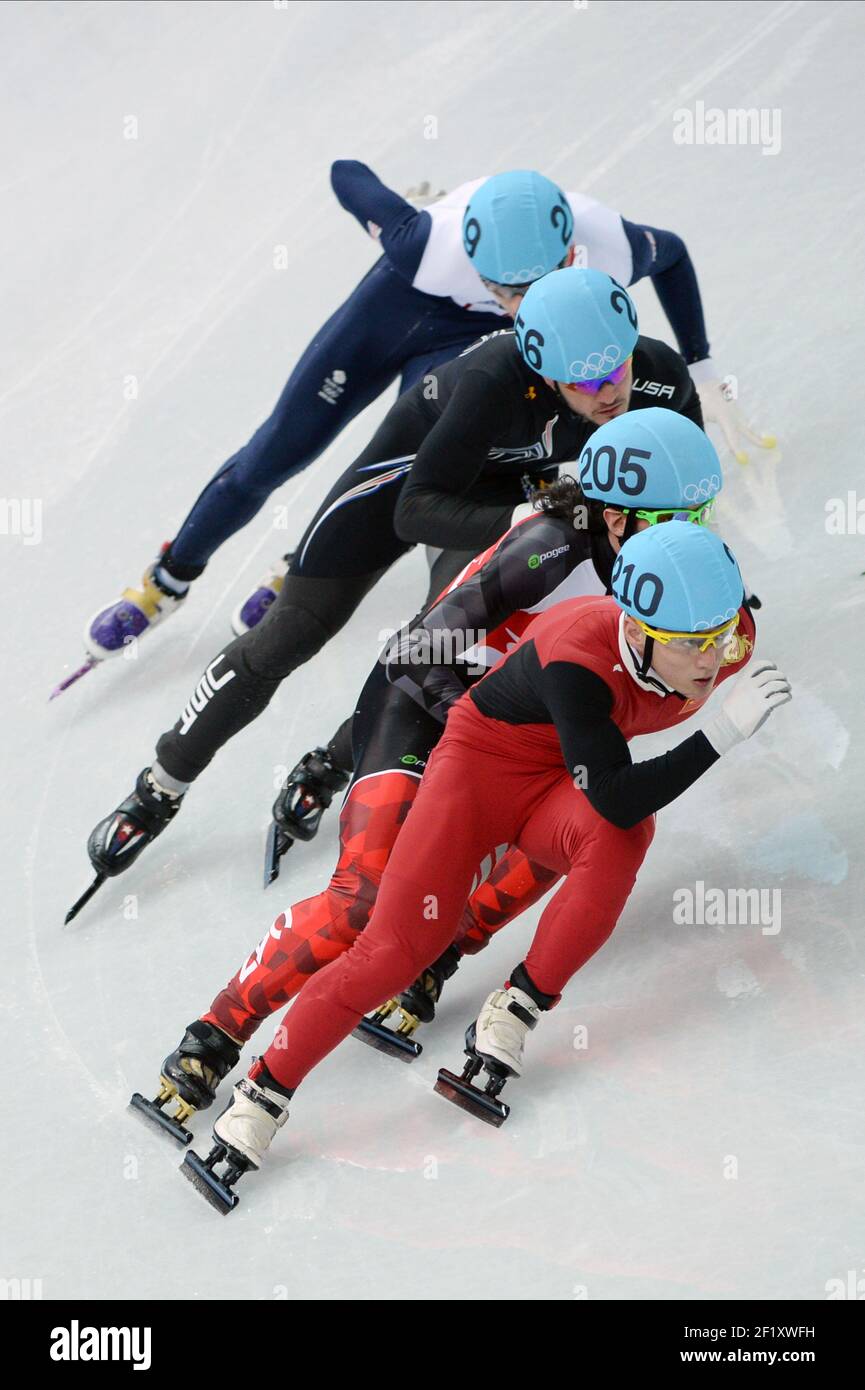 Eiskunstläuferinnen beim Kurzstrecken-Finale der 1000m. Olympischen Winterspiele Sotchi 2014 im Sportpalast von Iceberg am 15. Februar 2014 in Sotschi, Russland. Fotopool KMSP / DPPI Stockfoto