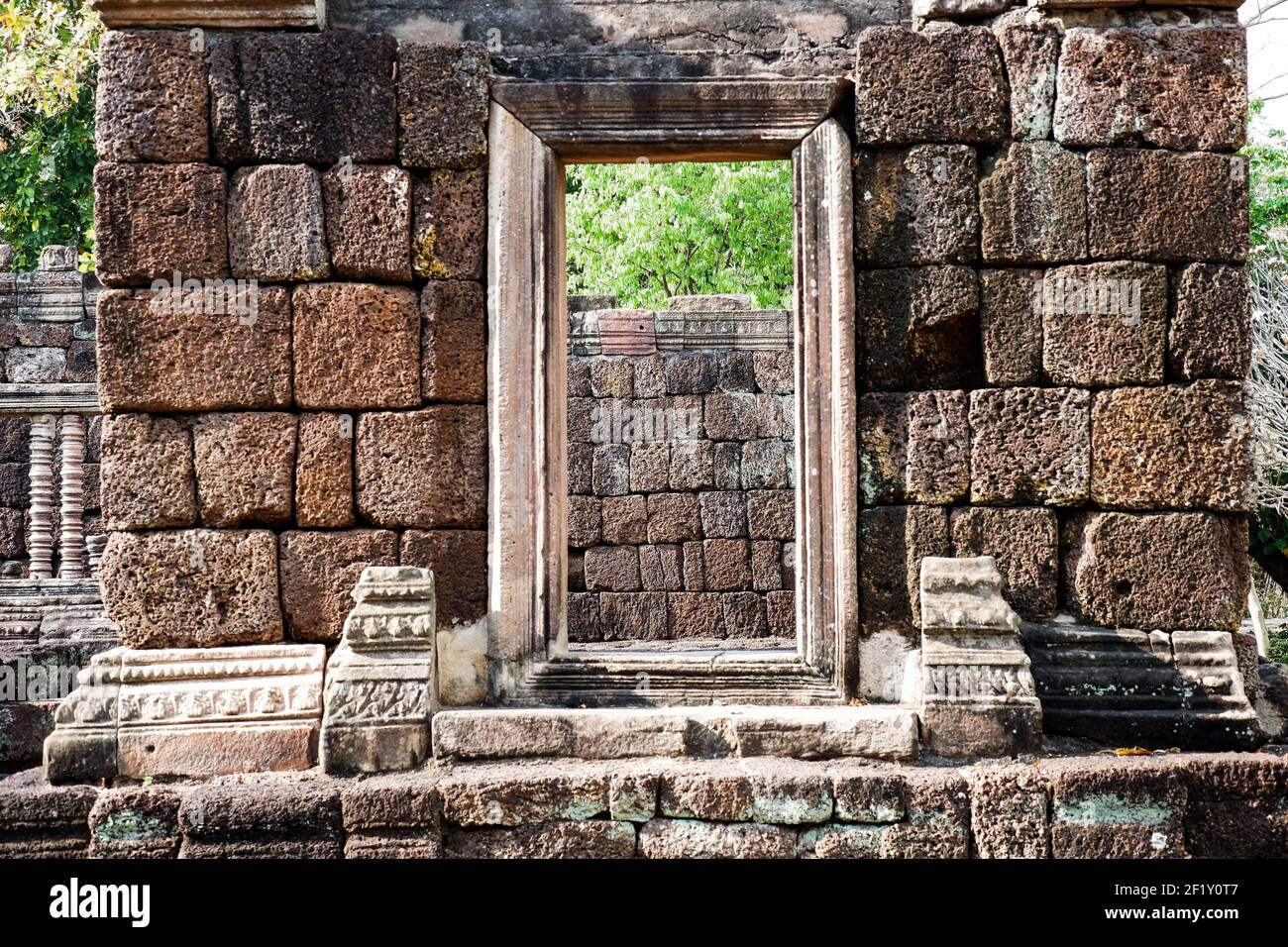 Phanom rung ist der Name einer alten Sandsteinburg in der Provinz Buriram in Thailand. Stockfoto