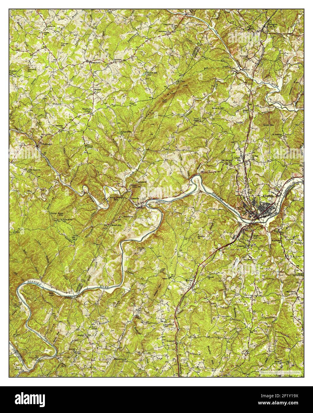 Altavista, Virginia, Karte 1951, 1:62500, Vereinigte Staaten von Amerika von Timeless Maps, Daten U.S. Geological Survey Stockfoto