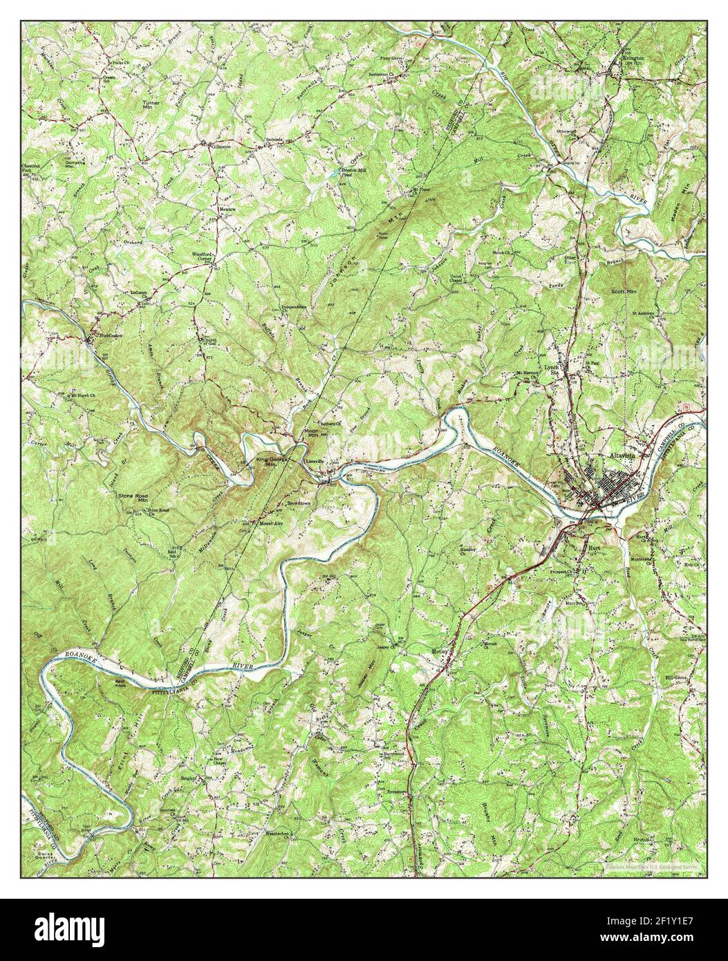 Altavista, Virginia, Karte 1951, 1:62500, Vereinigte Staaten von Amerika von Timeless Maps, Daten U.S. Geological Survey Stockfoto