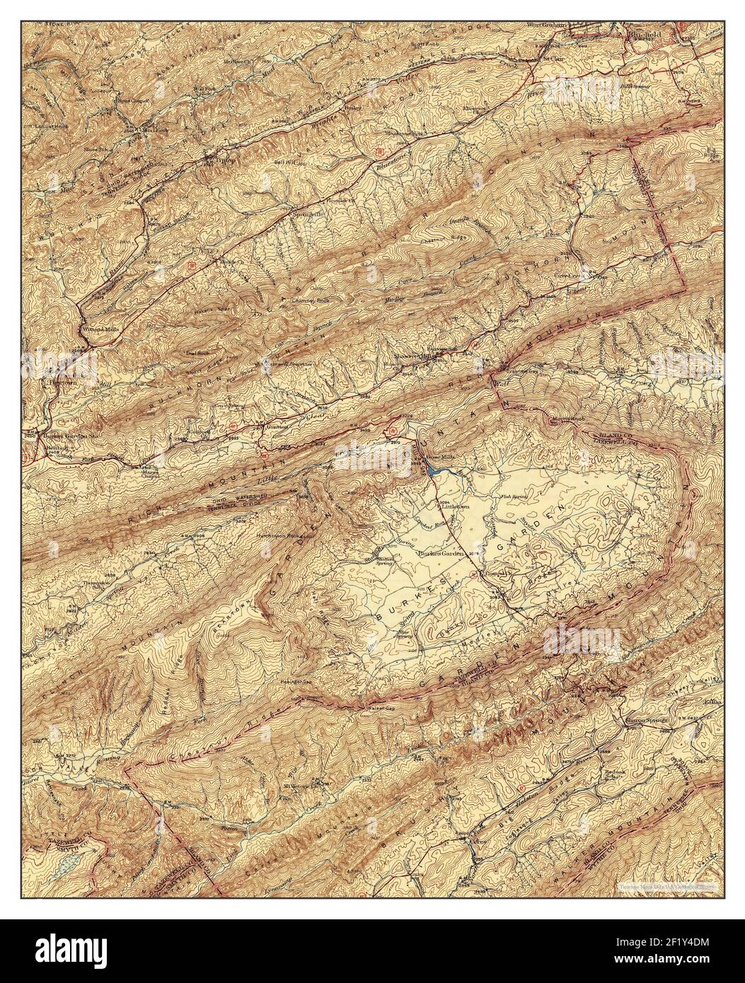 Burkes Garden, Virginia, Karte 1941, 1:62500, Vereinigte Staaten von Amerika von Timeless Maps, Daten U.S. Geological Survey Stockfoto