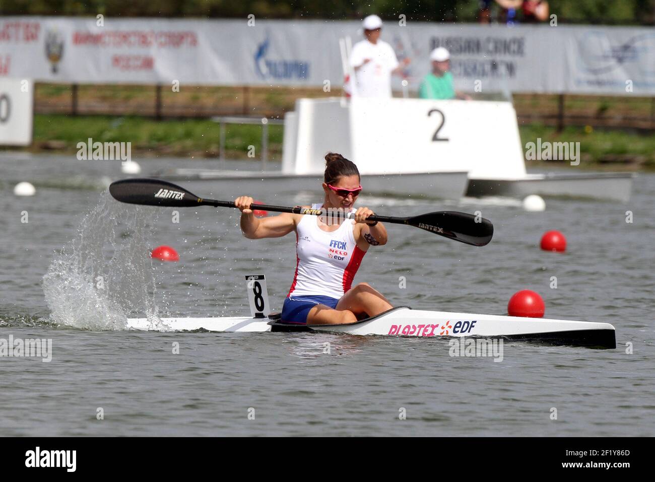 Sarah GUYOT (FRA) K1 W500 während der Sprint-Weltmeisterschaft 2014 in Moskau, Russland, am 6. Bis 10. August 2014. Foto Eddy Lemaistre / KMSP / DPPI Stockfoto