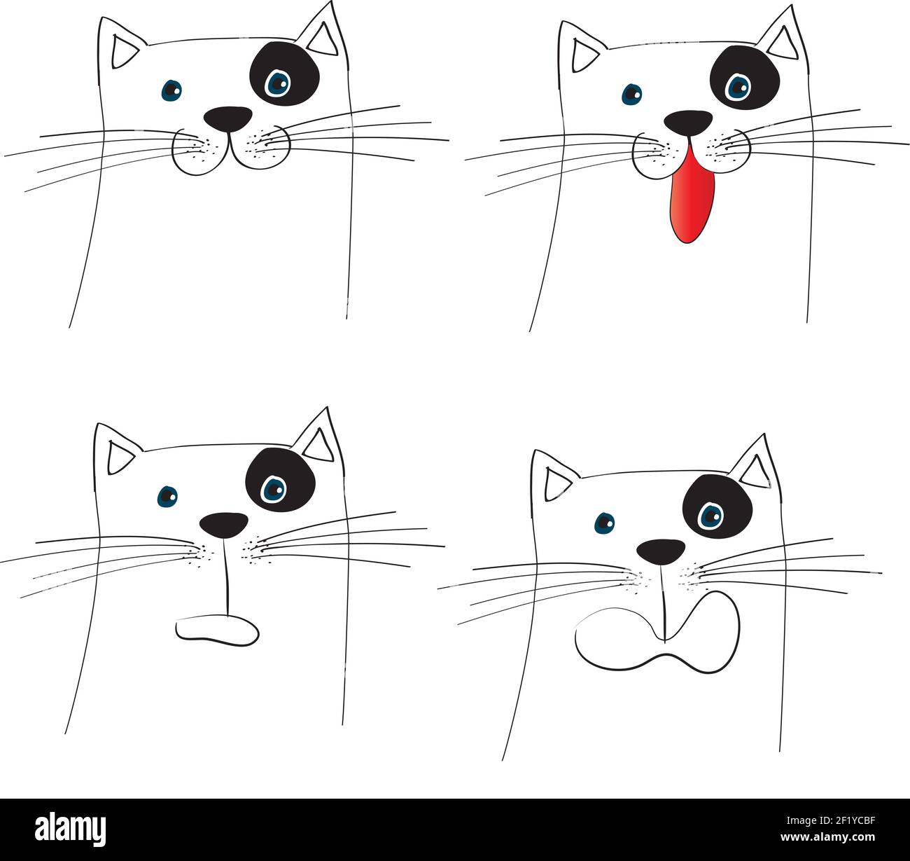 Katze Gesicht Cartoon Emoji Set, Stockfoto