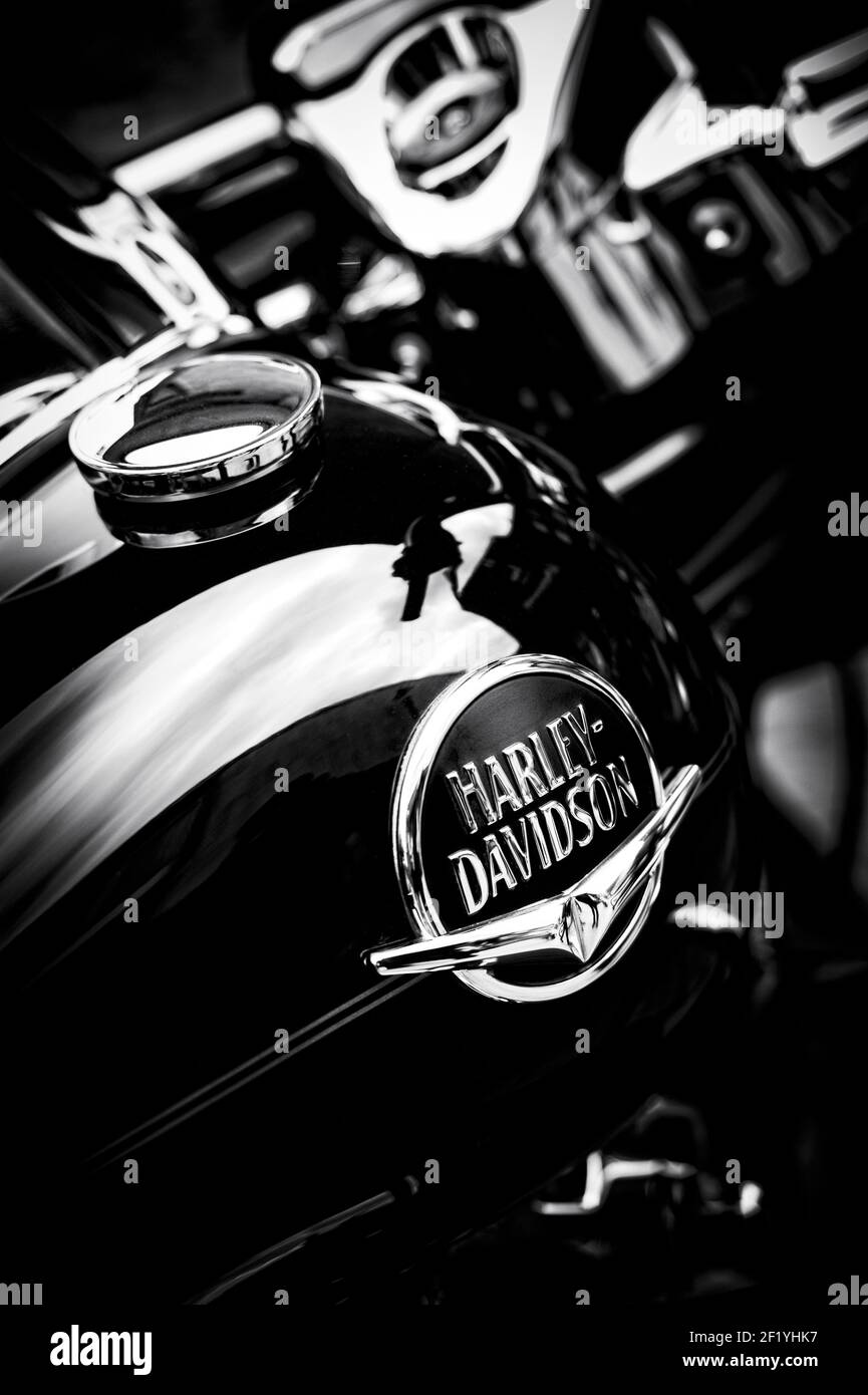 Harley Davidson Straße König Motorrad. Schwarz und Weiß Stockfoto