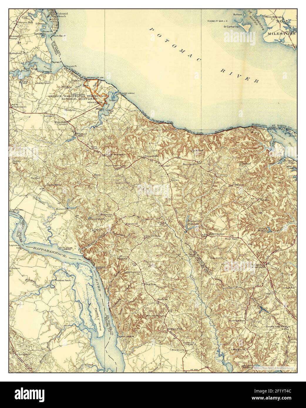 Wakefield, Virginia, Karte 1932, 1:62500, Vereinigte Staaten von Amerika von Timeless Maps, Daten U.S. Geological Survey Stockfoto