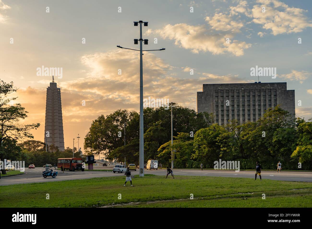 Havanna Kuba. 25. November 2020: Foto bei Sonnenuntergang des Denkmals des Jose Mari Revolutionsplatzes Stockfoto