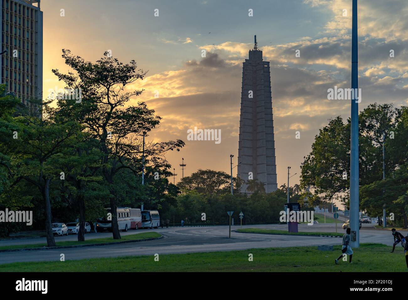 Havanna Kuba. 25. November 2020: Foto bei Sonnenuntergang des Denkmals des Jose Mari Revolutionsplatzes Stockfoto