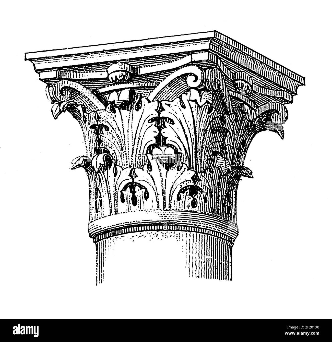 Antike Illustration einer Hauptstadt aus Ravenna aus dem 19th. Jahrhundert. Veröffentlicht in Systematischer Bilder-Atlas zum Conversations-Lexikon, Ikonographische Encyk Stockfoto