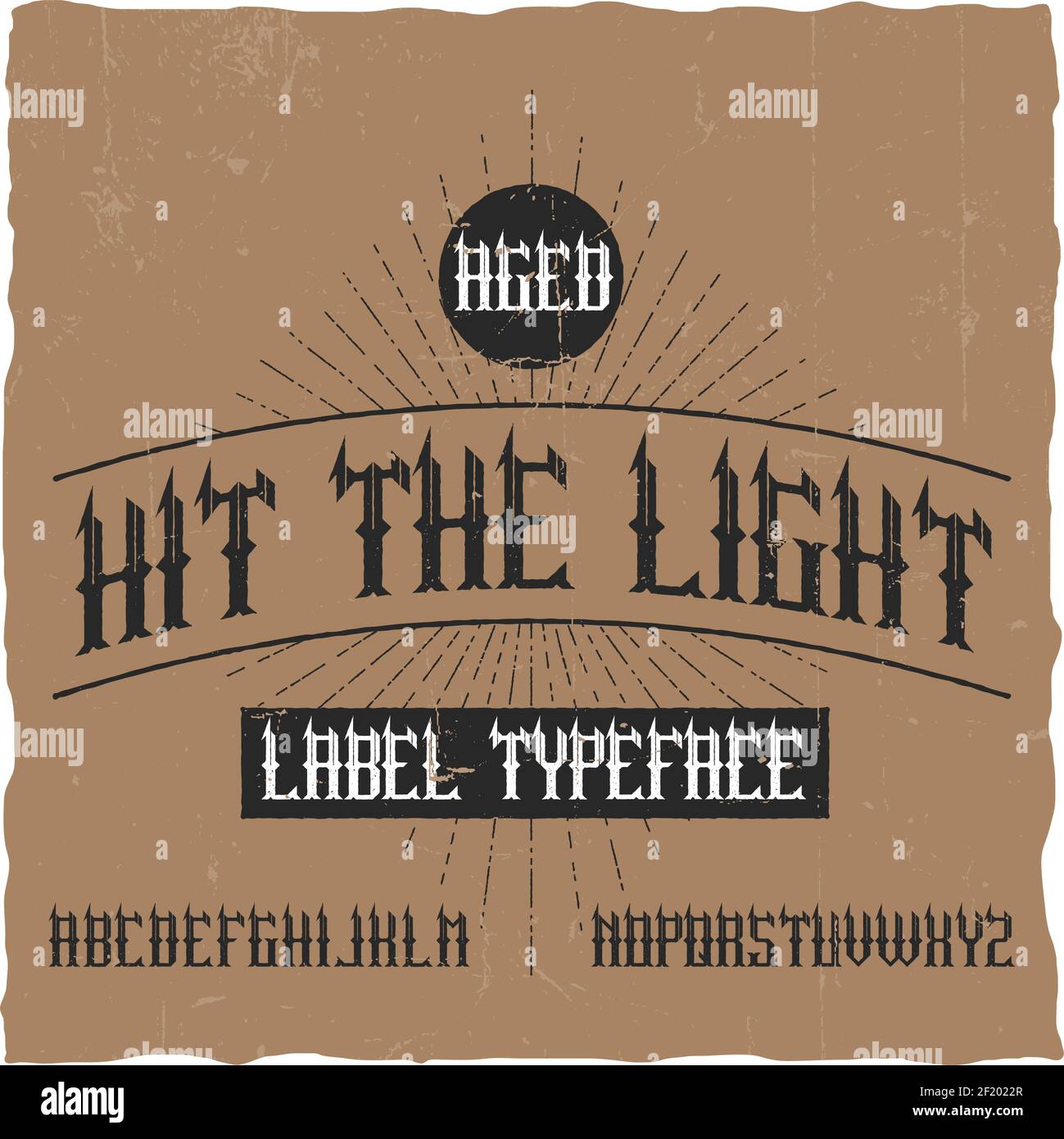 Vintage Label Schrift namens Hit the Light. Gute Schriftart für jedes Vintage-Label oder Logo. Stock Vektor