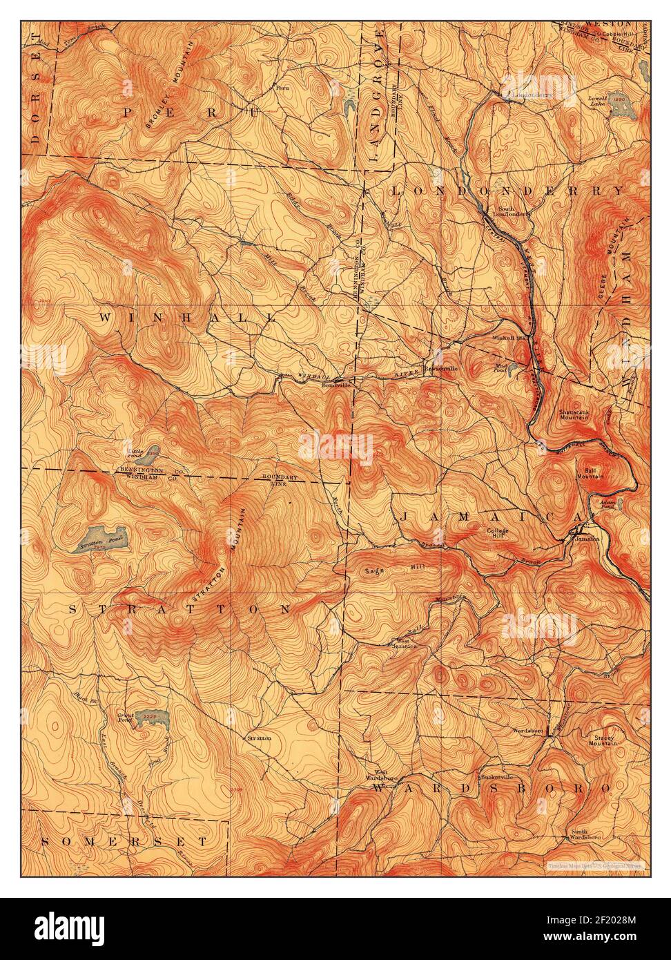 Londonderry, Vermont, Karte 1899, 1:62500, Vereinigte Staaten von Amerika von Timeless Maps, Daten U.S. Geological Survey Stockfoto