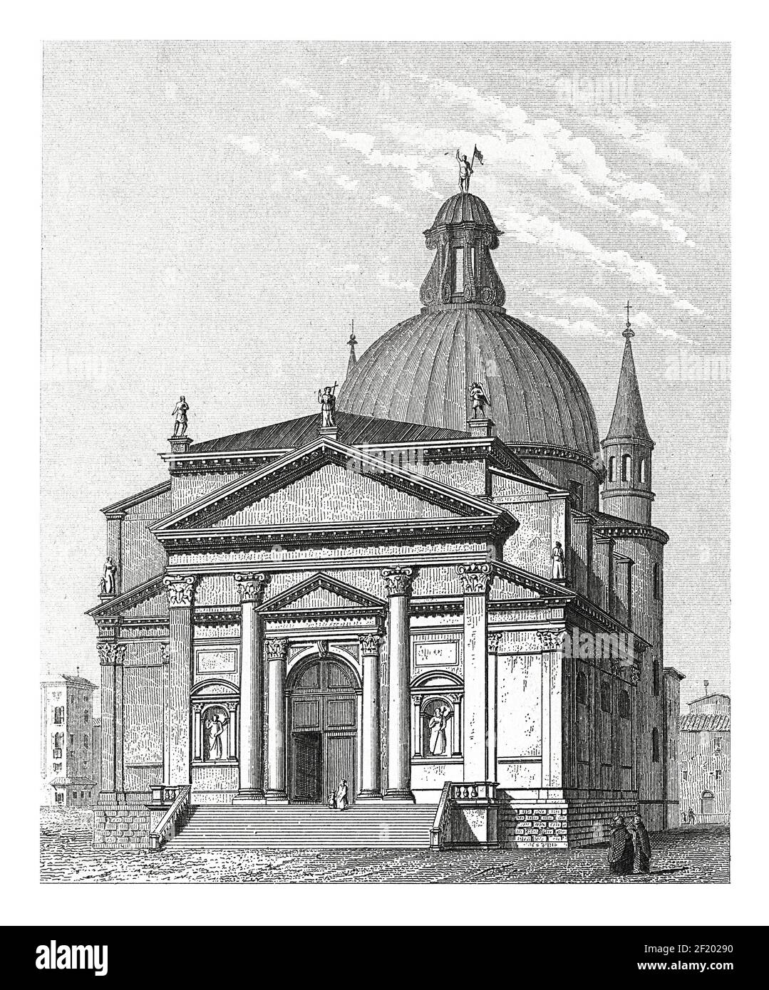 Antike 19th-Jahrhundert-Illustration der Chiesa del Santissimo Redentore in Venedig, Italien. Veröffentlicht in Systematischer Bilder-Atlas zum Conversations-Lexi Stockfoto