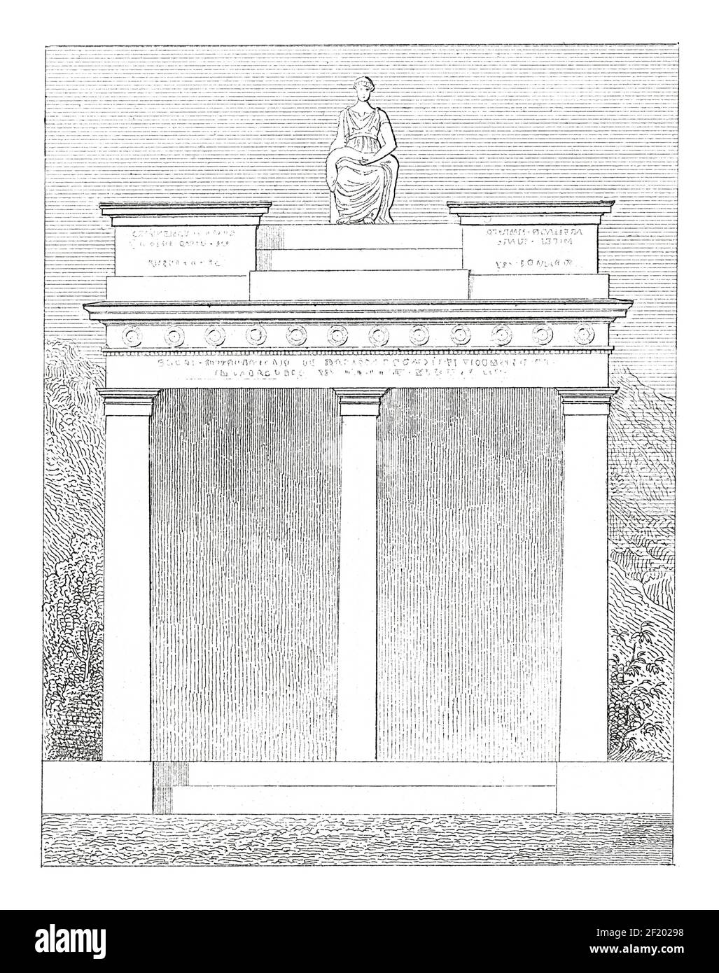 Antike Gravur von Choragic Monument in Athen. Veröffentlicht in Systematischer Bilder-Atlas zum Conversations-Lexikon, Ikonographische Encyklopedie de Stockfoto