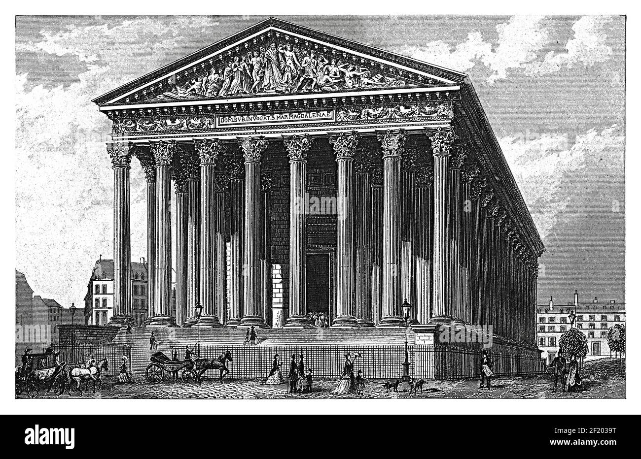 Antiker Kupferstich von Eglise de la Madeleine in Paris, Frankreich. Veröffentlicht in Systematischer Bilder-Atlas zum Conversations-Lexikon, Ikonographische Ency Stockfoto