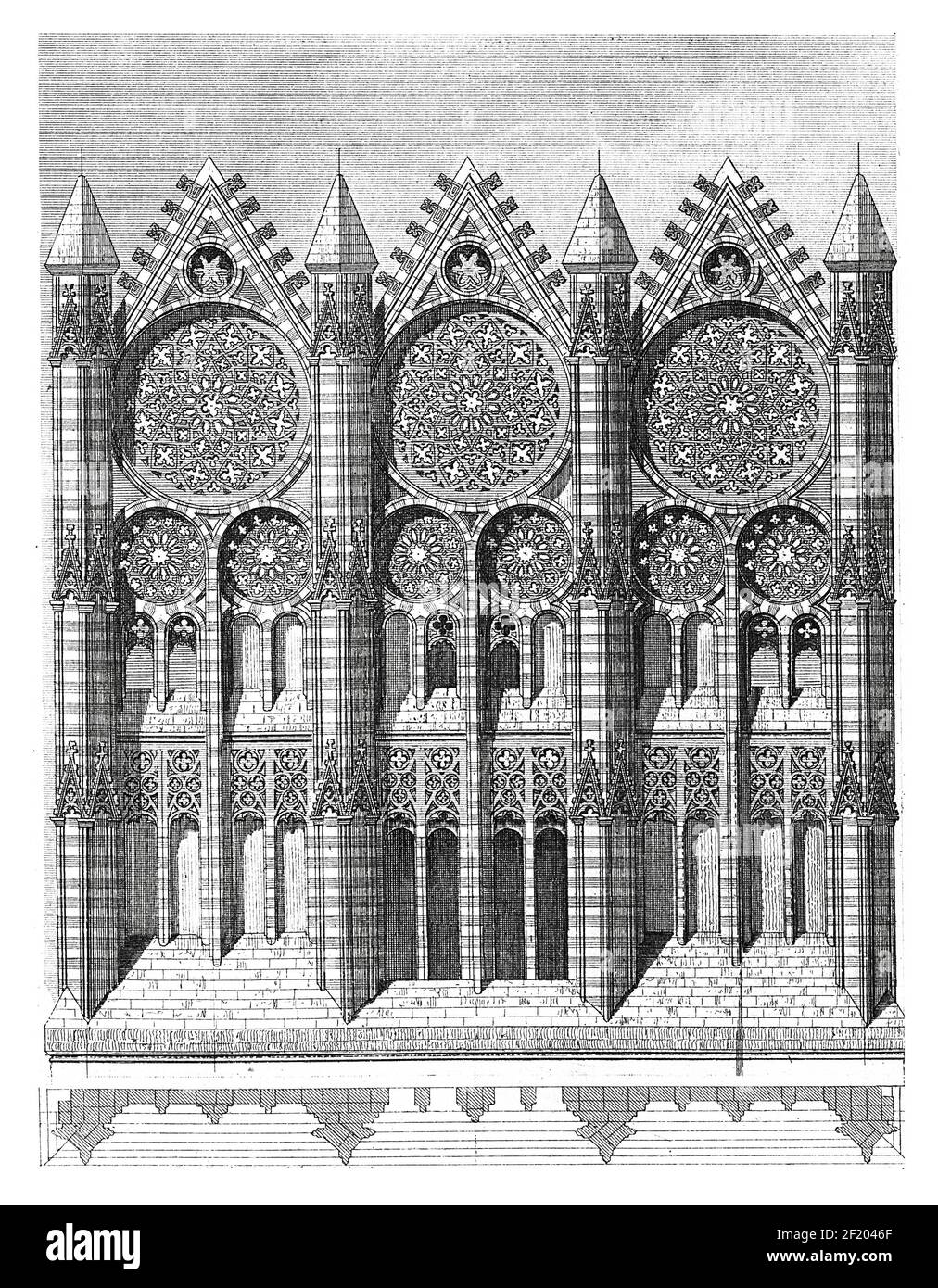 19th-Jahrhundert-Illustration von Giebel der St. Katharinen-Kirche in Brandenburg an der Havel, Deutschland. Veröffentlicht in Systematischer Bilder-Atlas zum Conver Stockfoto