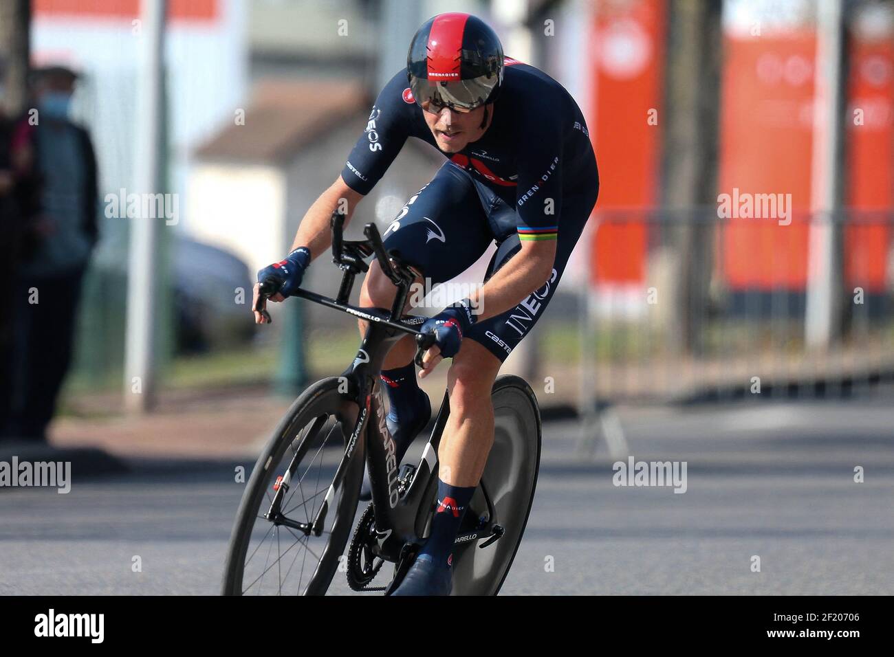 DENNIS Rohan von INEOS Grenadiers während der Paris-Nizza 2021, Radrennen Etappe 3, Zeitfahren, Gien - Gien (14,4 km) in Gien, Frankreich, 9. März 2021. Foto von Laurent Lairys/ABACAPRESS.COM Stockfoto