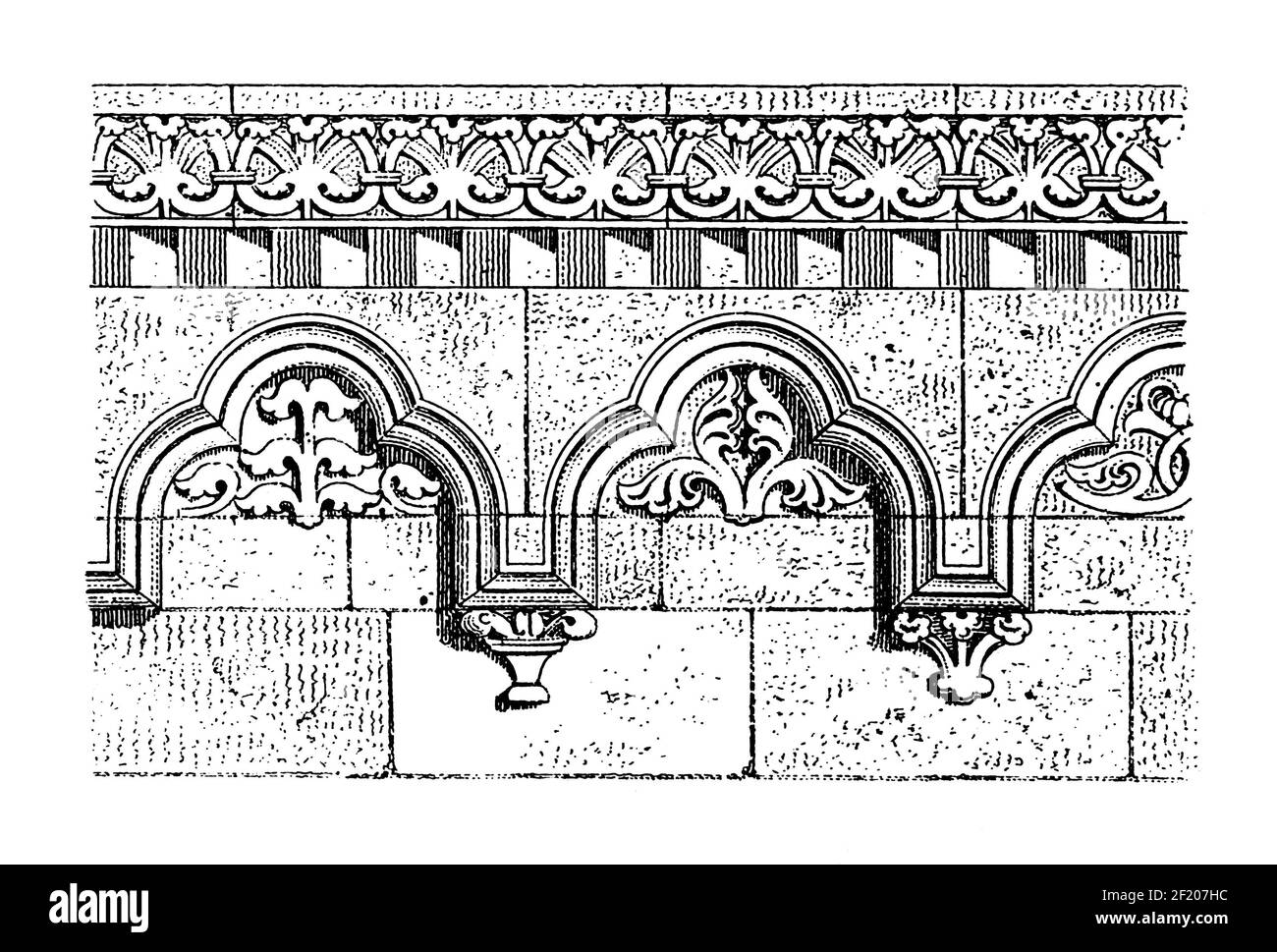 19th-Jahrhundert-Illustration der lombardischen Band aus Jak Kirche in Ungarn. Veröffentlicht in Systematischer Bilder-Atlas zum Conversations-Lexikon, Ikonographe Stockfoto