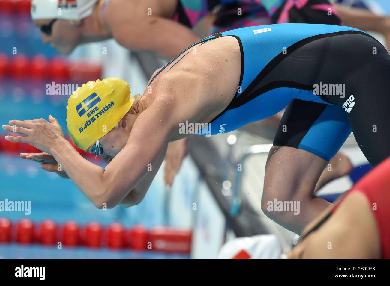 Sarah Sjoestroem (SWE) tritt an und gewinnt die Goldmedaille auf Frauen 100 m Schmetterling während der Fina World Championships 2015 16th, in Kazan, Russland, Tag 11, am 3. August, 2015 - Foto Stephane Kempinaire / KMSP / DPPI Stockfoto