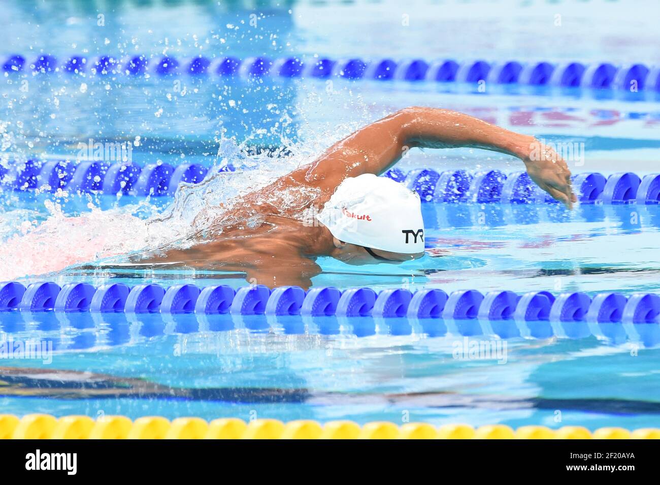 Loris Bourelly, Clement Mignon, Cloe Hache und Margaux Fabre für Frankreich treten auf dem Mixt 4x100 m Freilauf während der Fina Weltmeisterschaft 16th 2015 in Kazan, Russland, Tag 16, am 8. August, 2015 - Foto Stephane Kempinaire / KMSP / DPPI Stockfoto