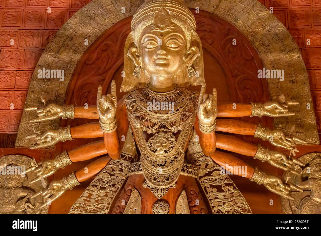 Hindu Göttin Durga Idol in Nahaufnahme Porträt Ansicht Stockfoto
