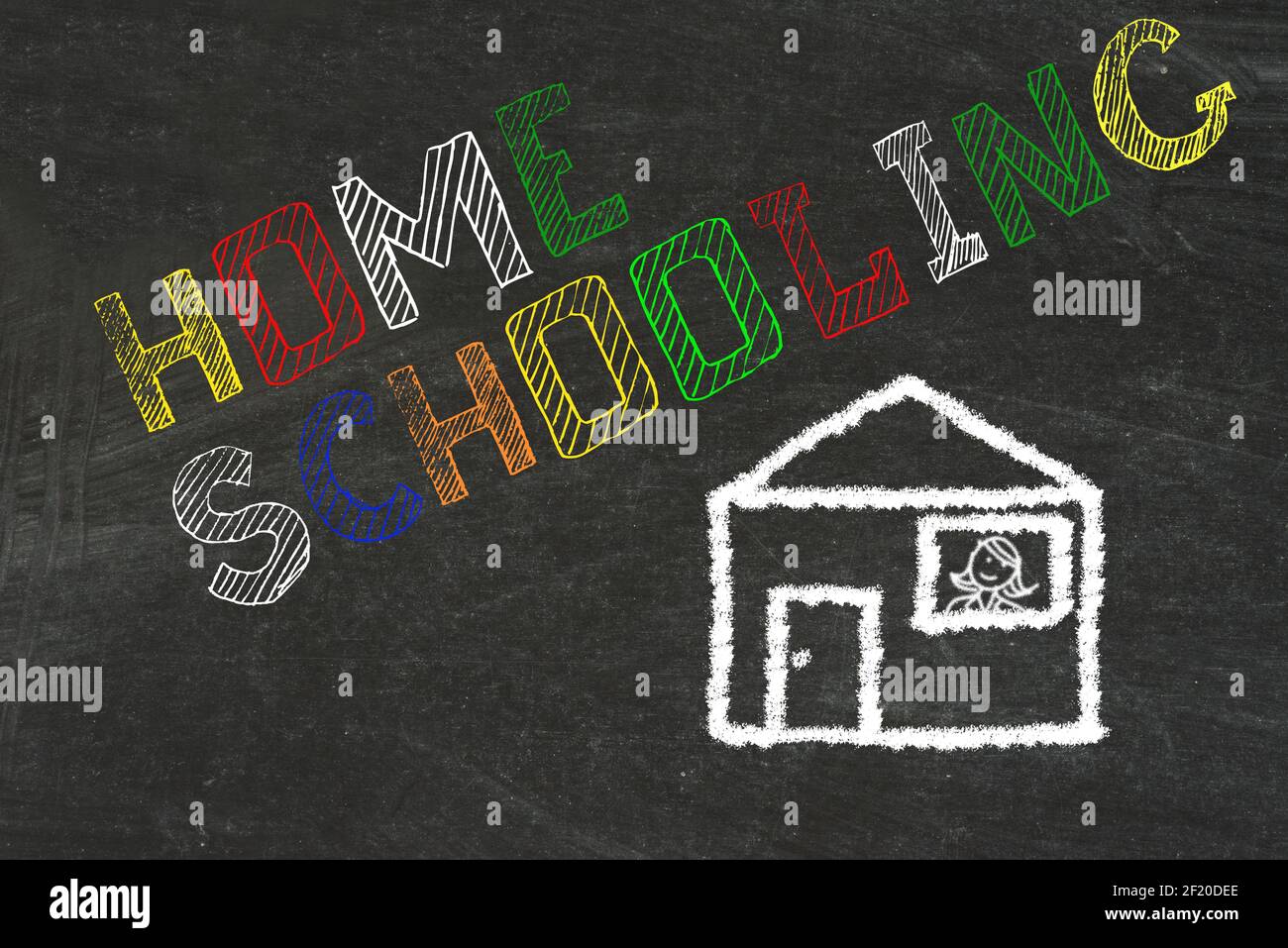 Kreidetafel in der Schule und zu Hause Schule Stockfoto