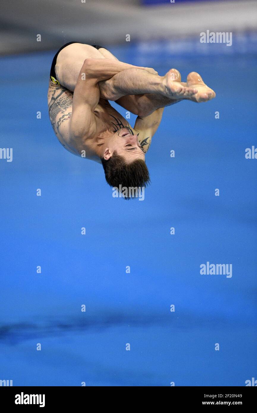 Matthieu Rosset (FRA) tritt auf 1 m Sprungbrett Preliminary während der len European Aquatics Championships London 2016, Tag 2, am 10. Mai 2016, im Aquatics Centre im Queen Elizabeth Olympic Park, in London, England - Foto Stephane Kempinaire / KMSP / DPPI Stockfoto