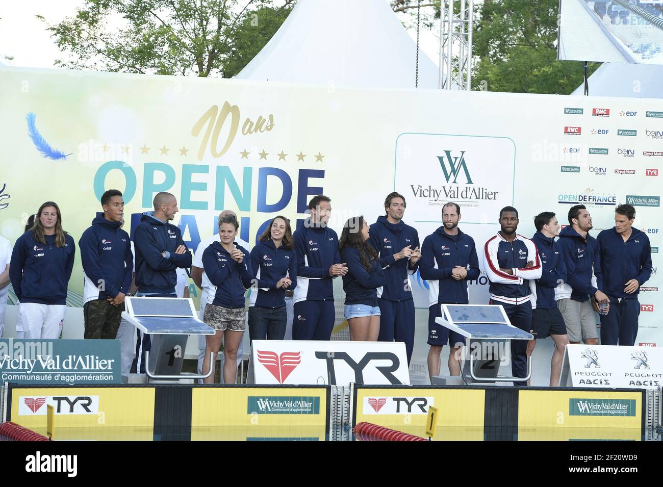 Französische Olympisches Team während der Open de France 2016 10th Vichy Val d'Allier, im Stade Aquatique, in Bellerive-sur-Allier, Frankreich, am 2. Und 3. Juli, 2016 - Foto Stephane Kempinaire / KMSP / DPPI Stockfoto