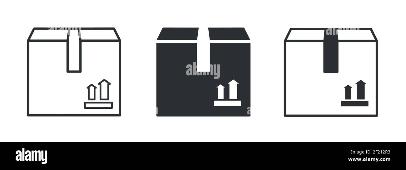 Box einfache Icon-Sammlung. Box in flacher Form. Kartons. Vektorgrafik Stock Vektor