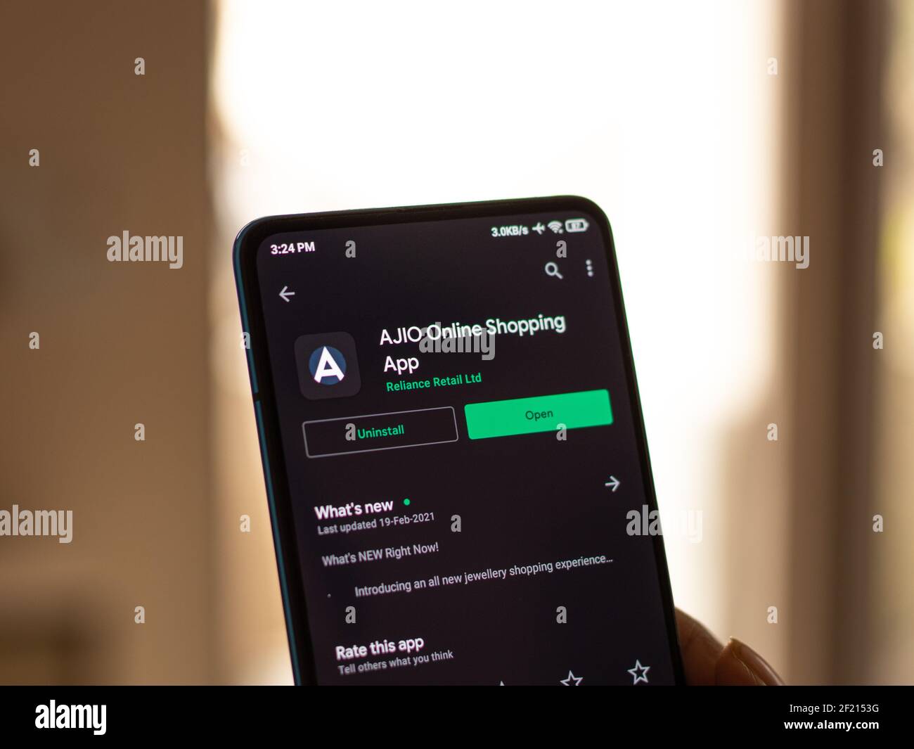 Assam, indien - 9. Juli 2020 : Ajio eine Online-Shopping-App. Stockfoto