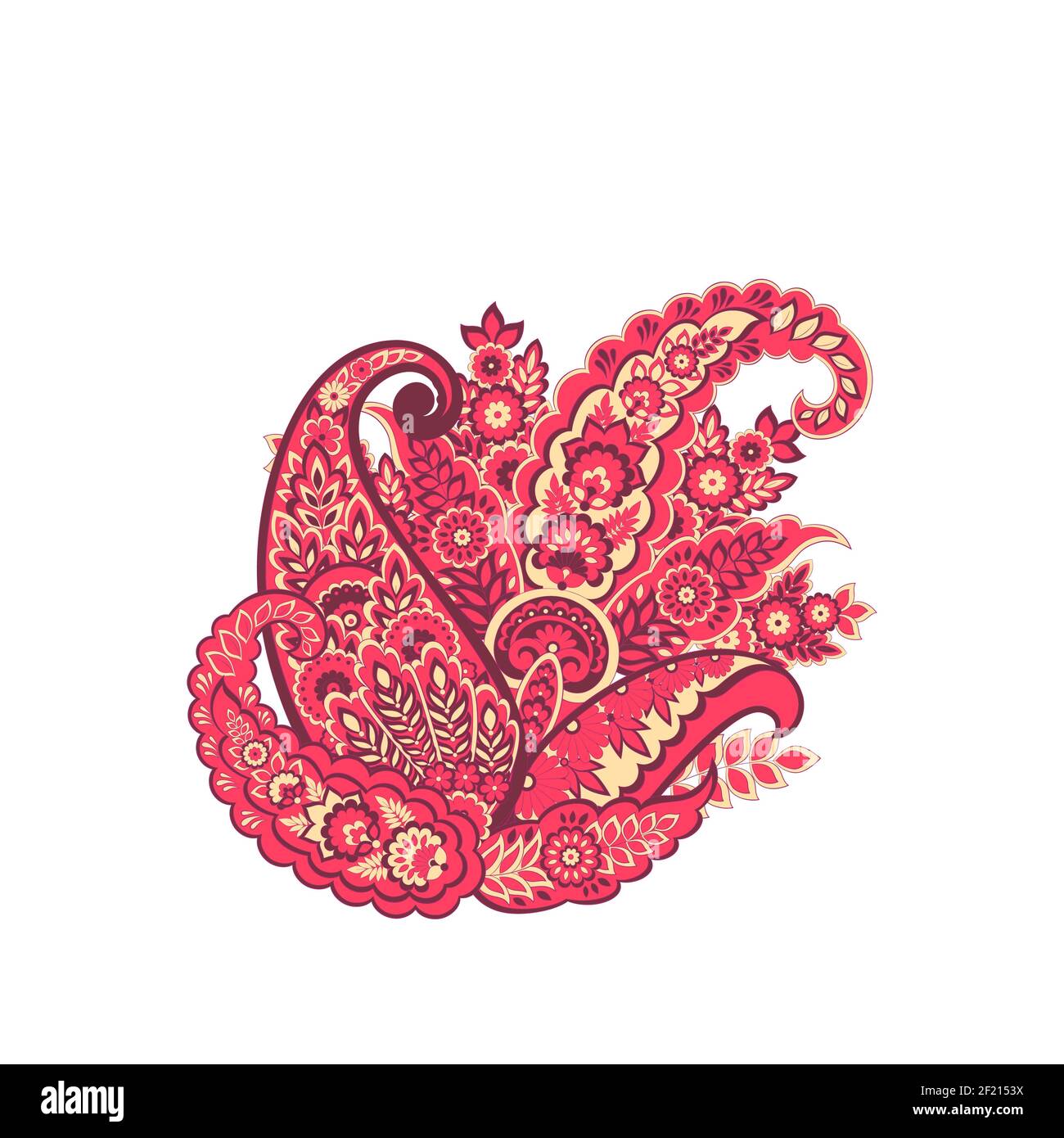 Paisley Vektor isoliertes Muster. Vintage florale Illustration im Batik Stil Stock Vektor