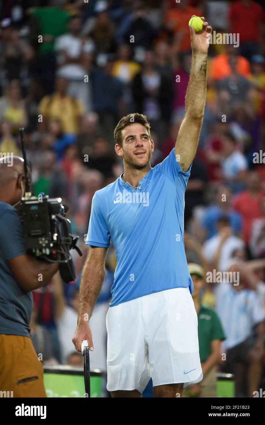 Der Argentinier Juan Martin Del Potro tritt im Tennis Men's Single Match gegen Rafael Nadal aus Spanien während der Olympischen Spiele RIO 2016, Tennis, am 13. August 2016, in Rio, Brasilien - Foto Jean Marie Hervio / KMSP / DPPI Stockfoto