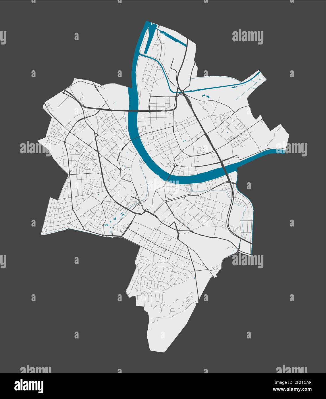 Basel-Karte. Detaillierte Karte des Verwaltungsgebiets der Stadt Basel. Stadtbild-Panorama. Lizenzfreie Vektorgrafik. Übersichtskarte mit Autobahnen, Straßen, r Stock Vektor