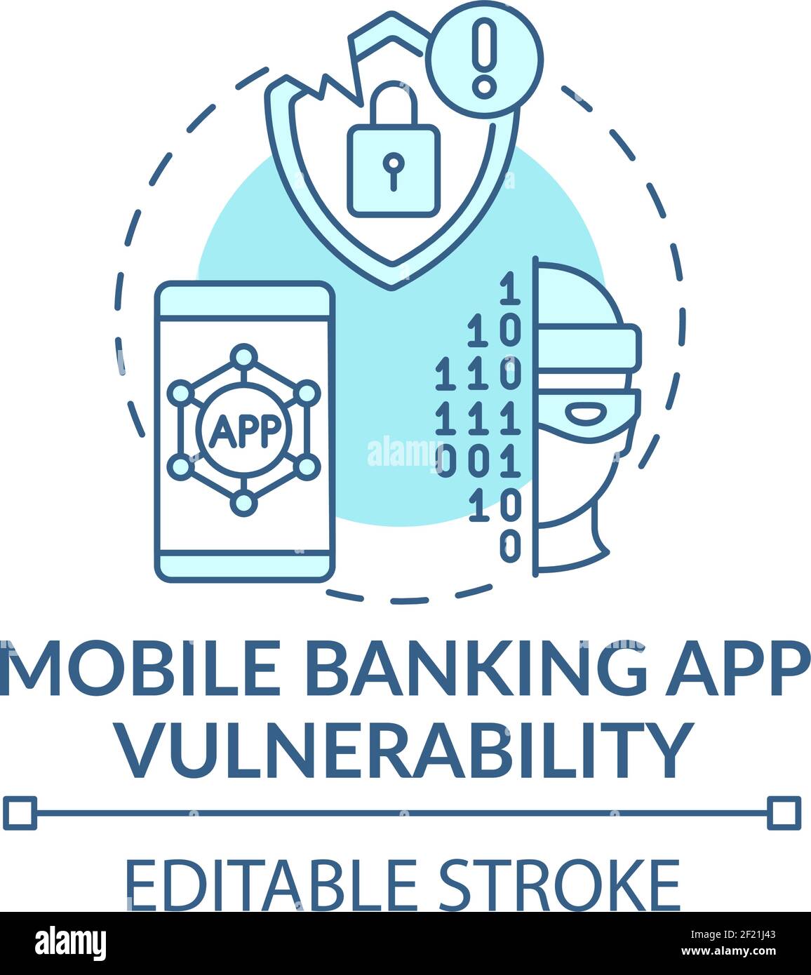 Mobile Banking App Schwachstelle Konzept Symbol Stock Vektor