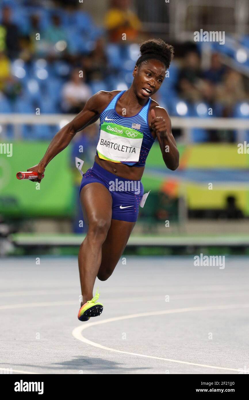 Tianna Bartoletta (USA) tritt in der Frauen 4x100 m-Staffel während der Olympischen Spiele RIO 2016, Leichtathletik, am 18. August 2016, in Rio, Brasilien - Foto Eddy Lemaistre / KMSP / DPPI Stockfoto