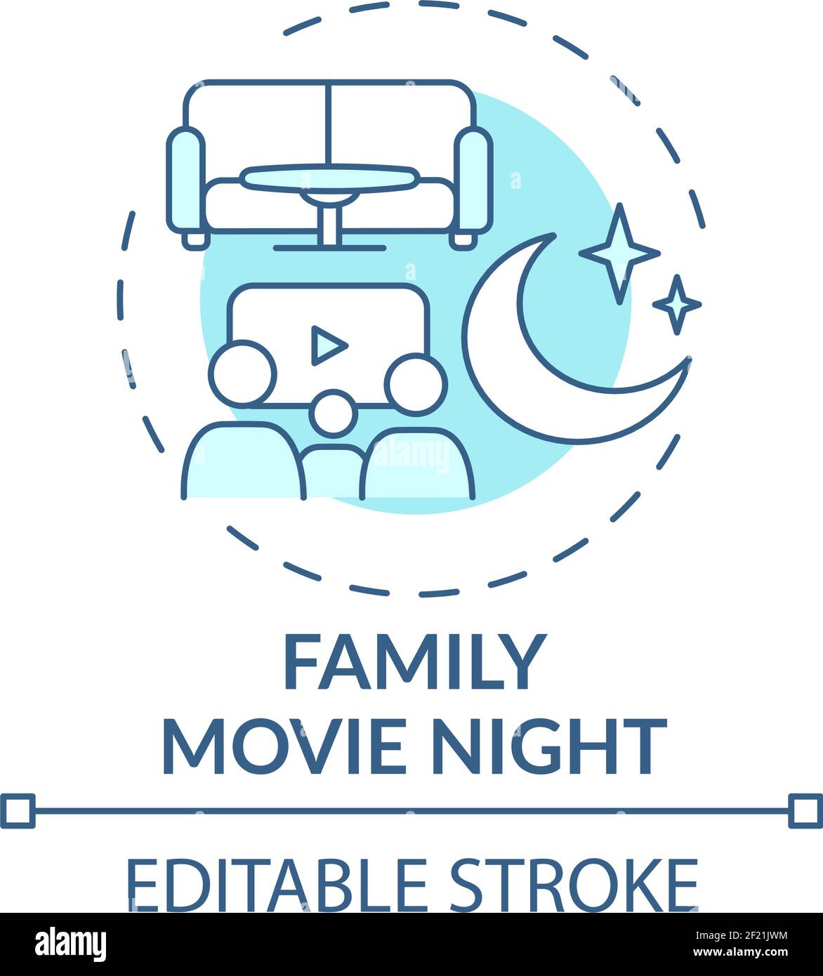 Familienfilm Night Concept Icon Stock Vektor