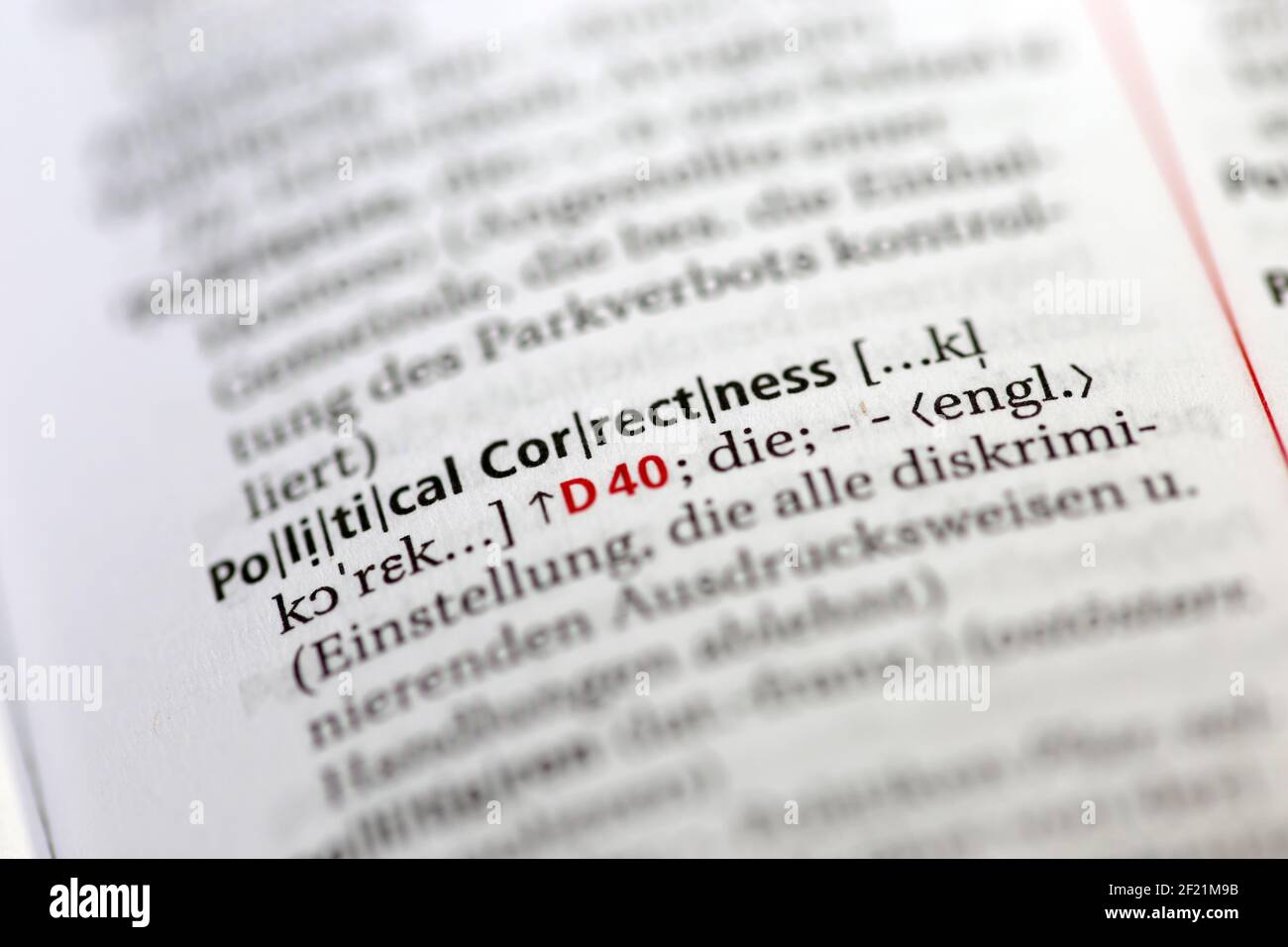Symbolbild politische Korrektheit, Auszug aus der Ausgabe 28th von Duden (Deutschland) Stockfoto