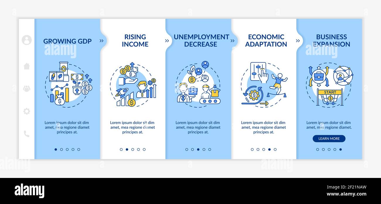Wirtschaftliche Anpassung und Anpassung an Bedingungen Onboarding Vektor-Vorlage Stock Vektor