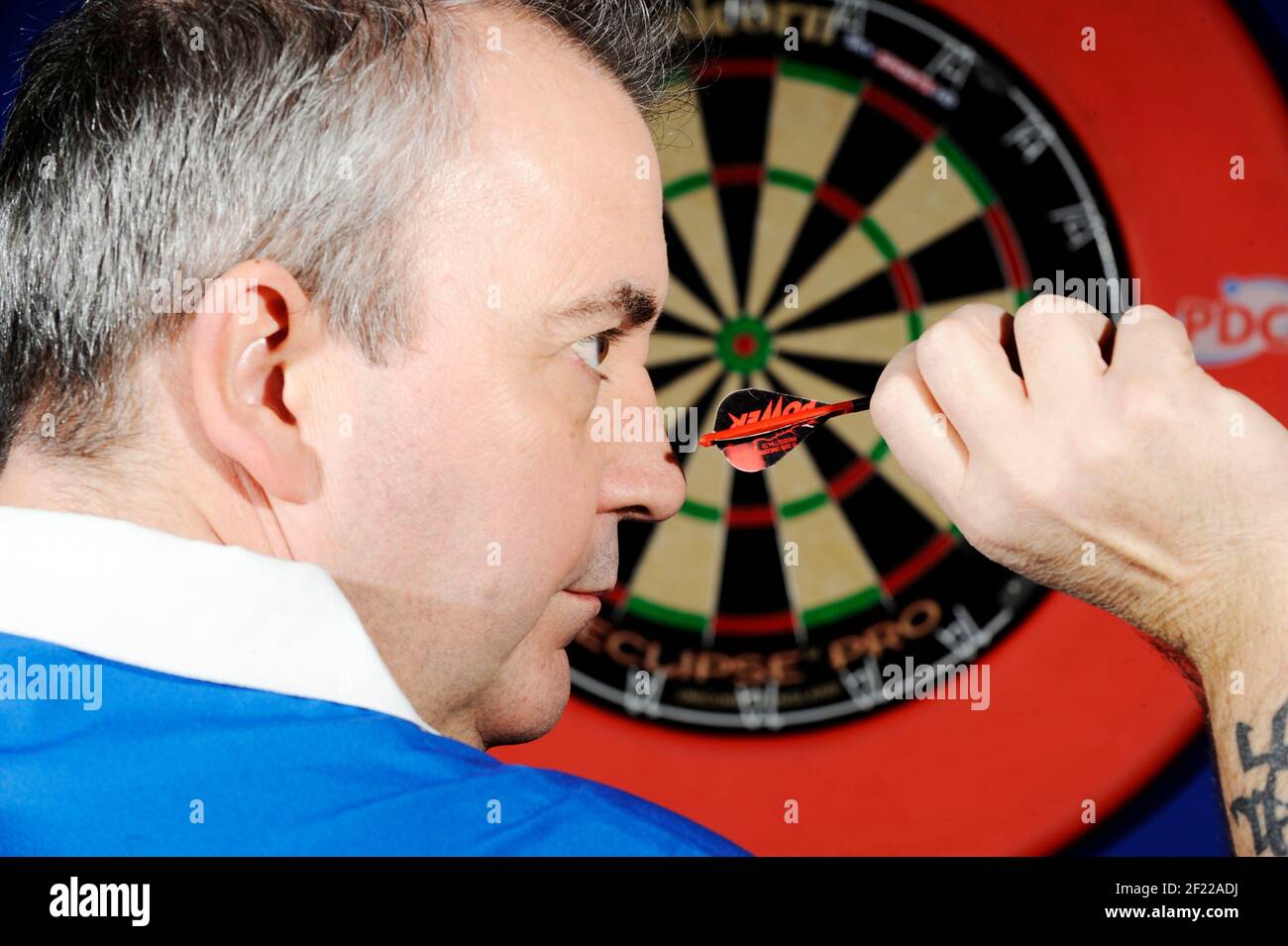 PHIL (die Macht) TAYLOR DARTS WELT CHAMP. 10/12/09. BILD DAVID ASHDOWN Stockfoto