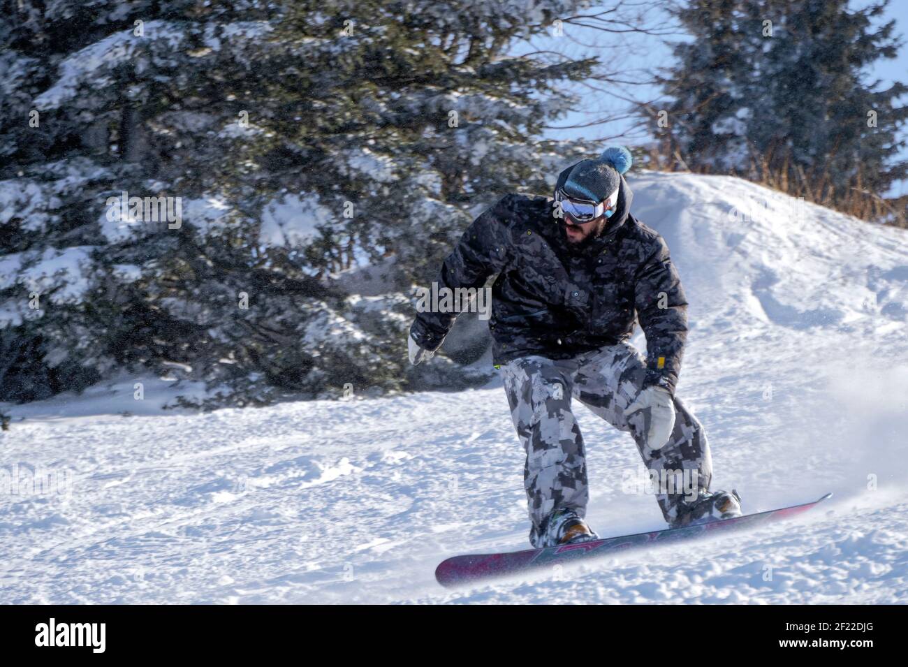 Snowboarder Vitosha Berg in Bulgarien Stockfoto