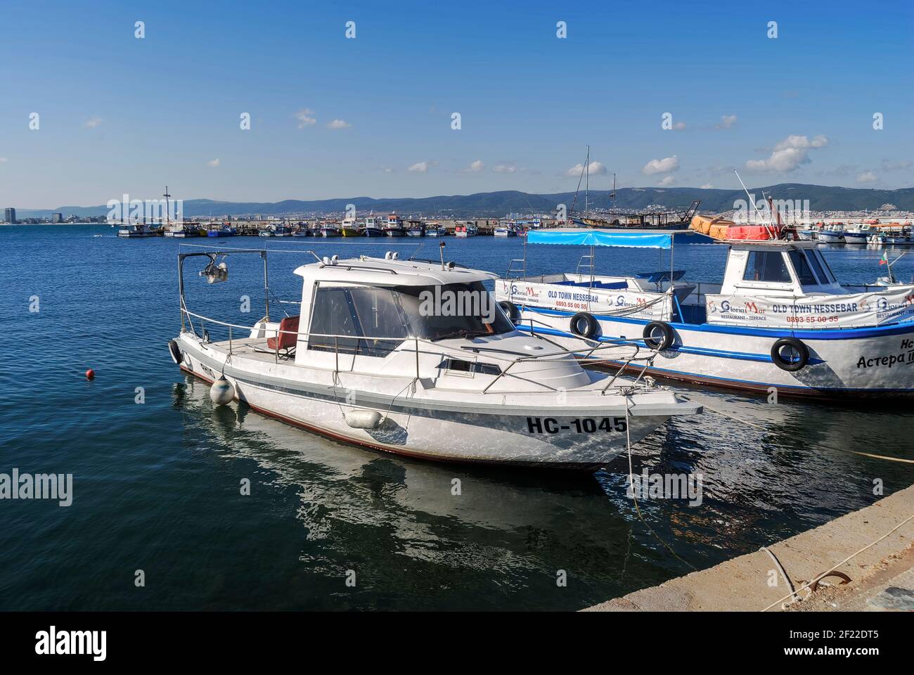 Yachten .Schwarzes Meer, Nessebar Bulgarien. Stockfoto