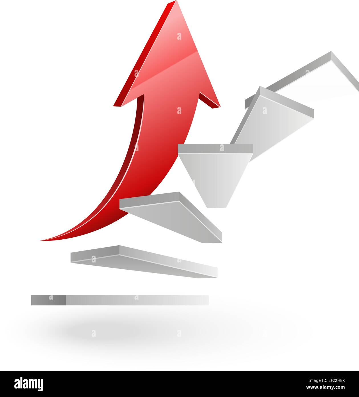 Business steigt die Treppe zum Erfolg mit roten Pfeil auf Weiß Stock Vektor