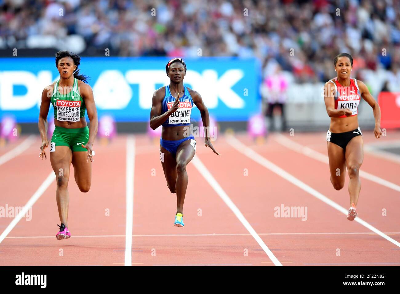 Tori Bowie (USA) gewinnt die Goldmedaille in 100 Meter Frauen während der Leichtathletik-Weltmeisterschaften 2017, im Olympiastadion, in London, Großbritannien, Tag 3, Am 6th. August 2017 - Foto Julien Crosnier / KMSP / DPPI Stockfoto