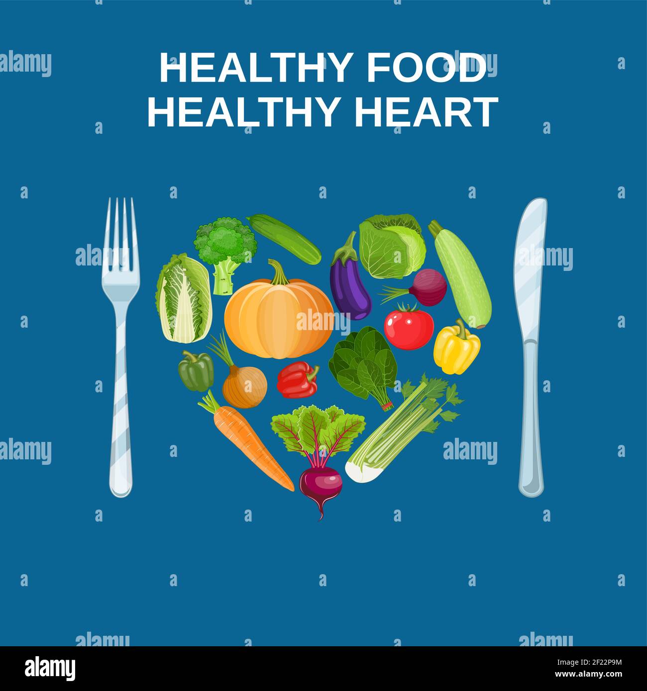 Gesundes Herz mit gesunder Ernährung Konzept Stock Vektor