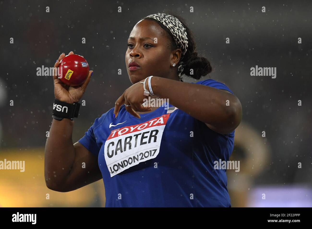 Michelle Carter (USA) tritt an und gewinnt die Bronzemedaille beim Women's Shot Put Finale während der Leichtathletik-Weltmeisterschaften 2017, im Olympiastadion, in London, Großbritannien, Tag 6, Am 9th. August 2017 - Foto Stéphane Kempinaire / KMSP / DPPI Stockfoto